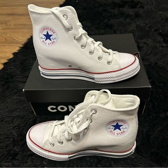 CONVERSE Ctas wedge hi top white lace up shoes sneakers women’s 9 new - Picture 1 of 7